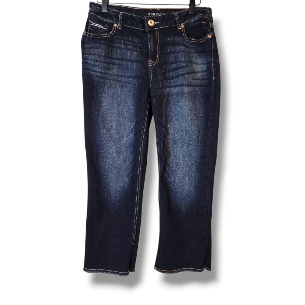 Maurices jeans womens 5/6 Medium wash heavy-stitching cropped